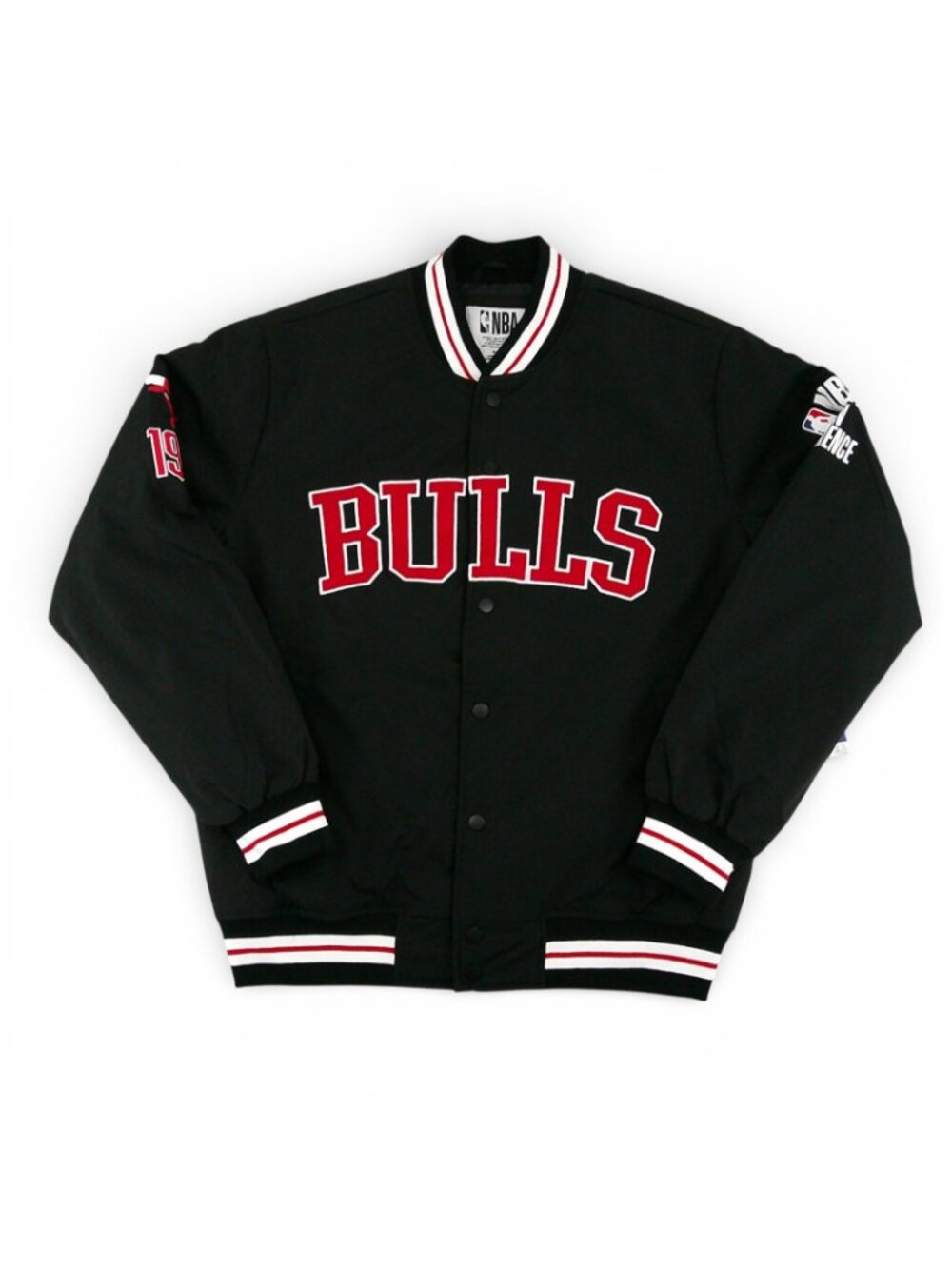 Chicago Bulls NBA Varsity Jacket Mens Medium Black Big Logo